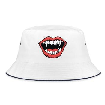 bouche de vampire, dents pointues, morsure - Bob - blanc/marine - Devant