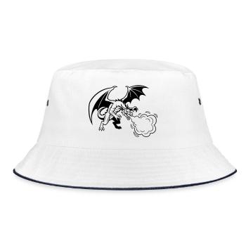Drache_Drachen_Feuer_Gaming_Vektor - Bucket Hat - Weiß/Navy - Vorne