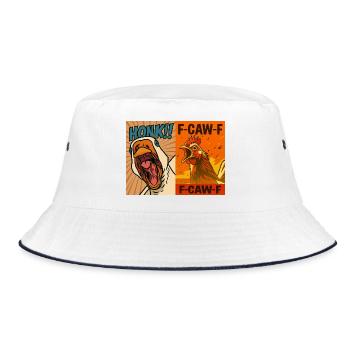 Honk and Caw Roosters Duo, Funny Goose and Chicken - Bucket Hat - white/navy - Front