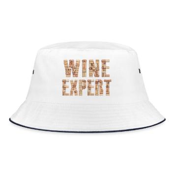 Wine Expert – Elegant Cork Design - Bucket Hat - white/navy - Front