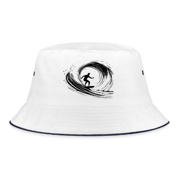 Surfing Art Surfer Illustration - Bucket Hat - white/navy - Front
