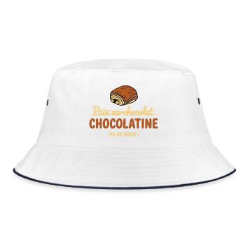 Pain au chocolat vs Chocolatine, the real debate - Bucket Hat - white/navy - Front