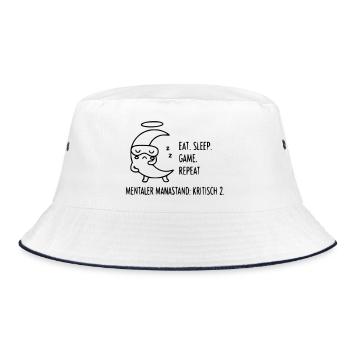 Eat Sleep Game Repeat | Gamer Moon & Mana State - Bucket Hat - white/navy - Front