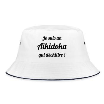 I'm an aikido who rocks! Aikido - Bucket Hat - white/navy - Front