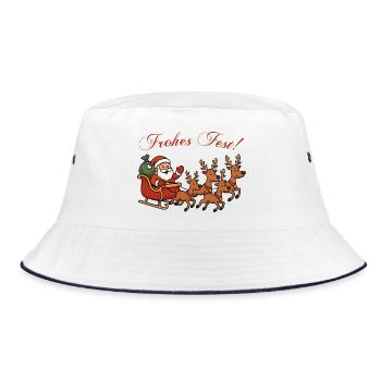 Fröhliches Fest mit Rentier-Schlitten - Bucket Hat - Weiß/Navy - Vorne