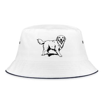 Golden Retriever schwarz  - Bucket Hat - Weiß/Navy - Vorne