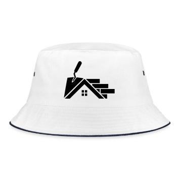 Maurer logo with house contour, trowel & bricks - Bucket Hat - white/navy - Front