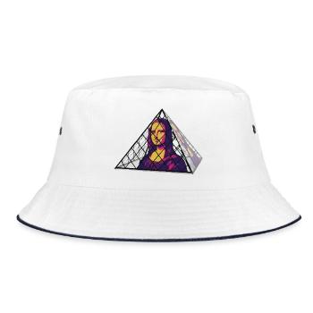 Mona Lisa (La Joconde) in der Glaspyramide - Bucket Hat - Weiß/Navy - Vorne