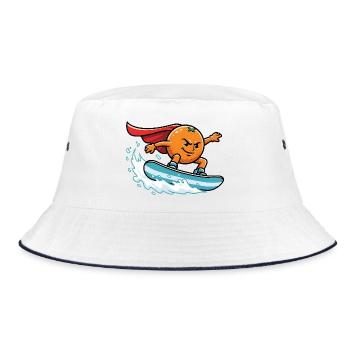 Superhero orange surfing on wave - Bucket Hat - white/navy - Front