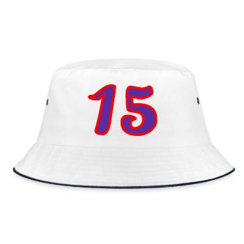 15 YEARS. 15. 15 YEARS. 15th ANNIVERSARY. ANNIVERSARY - Bucket Hat - white/navy - Front