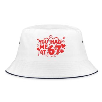 Du hattest mich bei 67 Spaß 67 Nummer Valentinstag - Bucket Hat - Weiß/Navy - Vorne