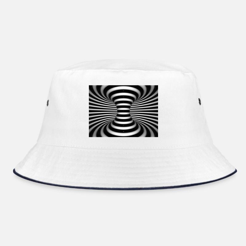 Black and white spiral vortex Bucket Hat