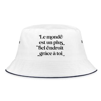 Dank dir – Liebe Valentinstagshochzeit - Bucket Hat - Weiß/Navy - Vorne