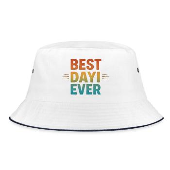 BEST DAYI EVER - Türkischer Onkel Retro Geschenk - Bucket Hat - Weiß/Navy - Vorne