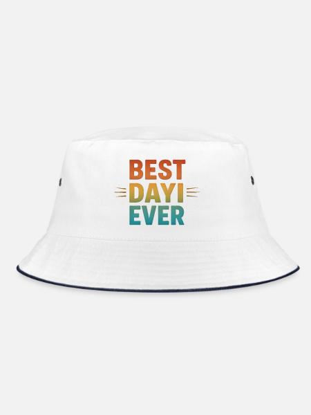 BEST DAYI EVER - Türkischer Onkel Retro Geschenk - Bucket Hat - Weiß/Navy - Vorne