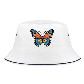 Bunter Schmetterling Farbenspiel - Bucket Hat - Weiß/Navy - Vorne