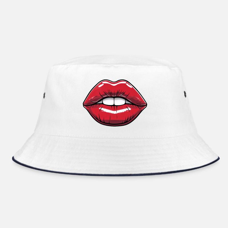 Kissable Lips Comic Style Lip Red Bucket Hat