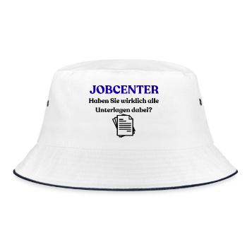 Jobcenter - Bucket Hat - Weiß/Navy - Vorne