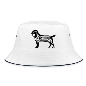 hund verdauung mechanisch - Bucket Hat - Weiß/Navy - Vorne