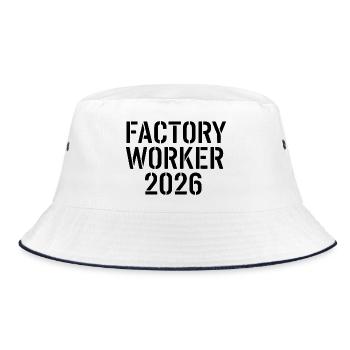 Factory Worker 2026 – strong industrial motive - Bucket Hat - white/navy - Front