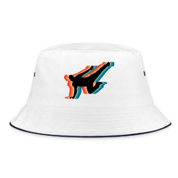 Retro Parkour Freilauf-Silhouette Retro-Kunst - Bucket Hat - Weiß/Navy - Vorne