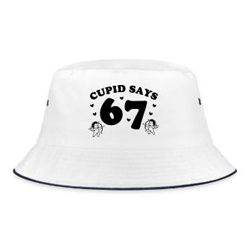Cupid Says 67 – playful Cupid design - Bucket Hat - white/navy - Front