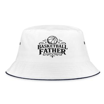 Basketball-Vater Retro-Sportdesign - Bucket Hat - Weiß/Navy - Vorne