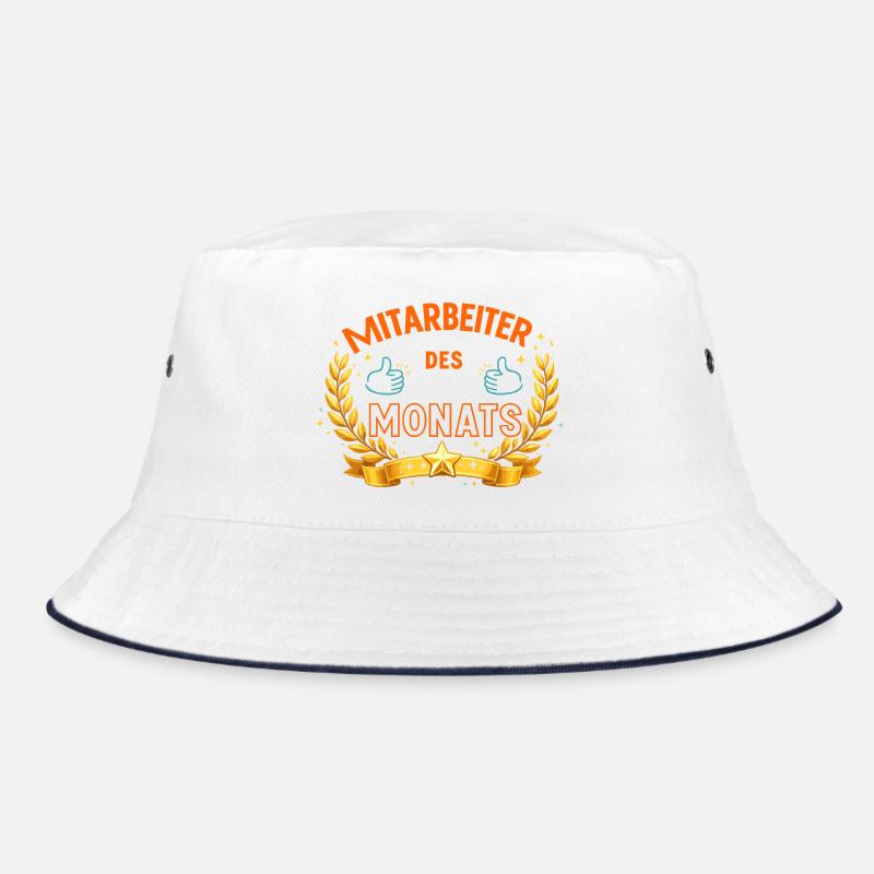 Mitarbeiter des Monats – LorbeerDesign - Bucket Hat - Weiß/Navy