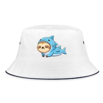 Süßer Faultier Cartoon Kostüm Brasilien Fasching  - Bucket Hat - Weiß/Navy - Vorne