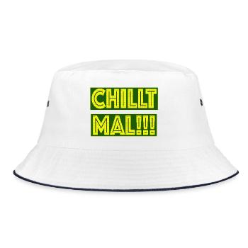Chill Mal - Funny Statement Typography Design - Bucket Hat - Weiß/Navy - Vorne
