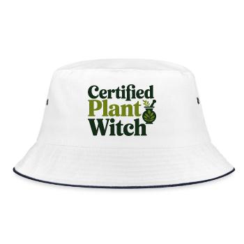 Herbalist Certified Plant Witch Professional Gear - Bucket Hat - white/navy - Front