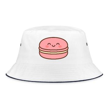 Macaron kawaii rose sourire - Bob - blanc/marine - Devant