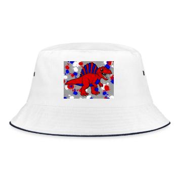 Spinosaurus dino - Bucket Hat - white/navy - Front