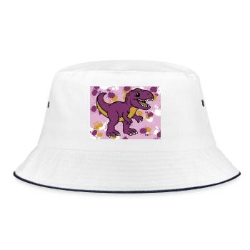 Allosaurus Dino - Bucket Hat - Weiß/Navy - Vorne