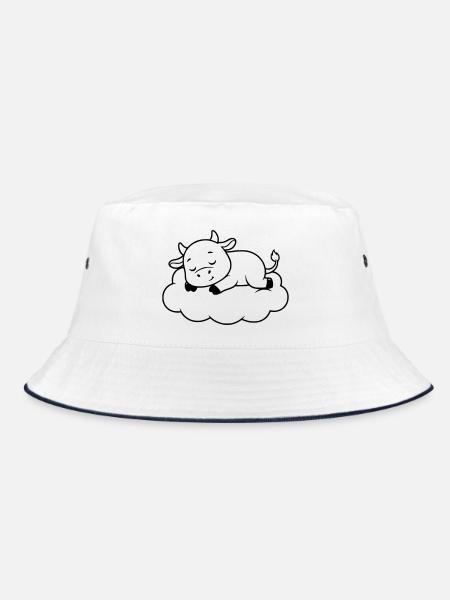 Schlafende Kuh Wolke Traum Baby - Bucket Hat - Weiß/Navy - Vorne