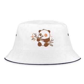 Cuddly Panda with Bamboo - Bucket Hat - white/navy - Front