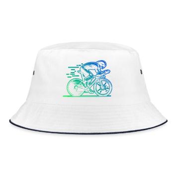 Iconisches Roadbike Motiv - Bucket Hat - Weiß/Navy - Vorne
