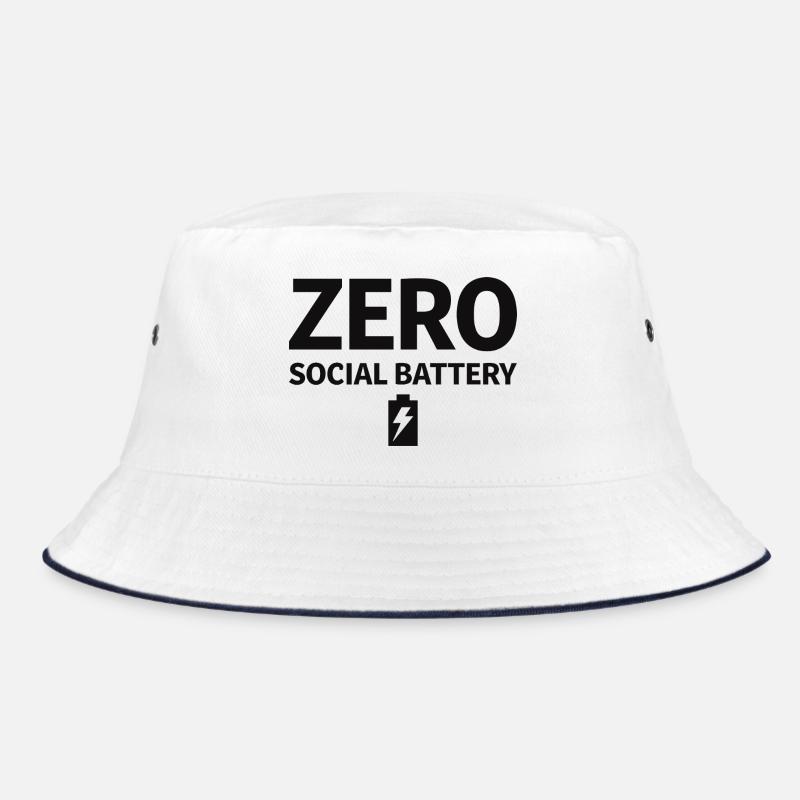 Zero Social Battery Battery Empty Introvert Bucket Hat