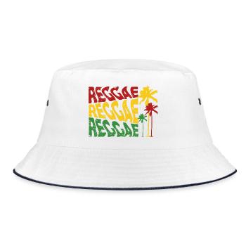 Reggae Palm Trees - Bucket Hat - white/navy - Front