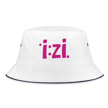 IzI Graffiti Schrift in Magenta - Bucket Hat - Weiß/Navy - Vorne