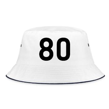 80. 80 JAHRE. 80. JUBILÄUM. 80-JAHRES-JUBILÄUM. - Bucket Hat - Weiß/Navy - Vorne