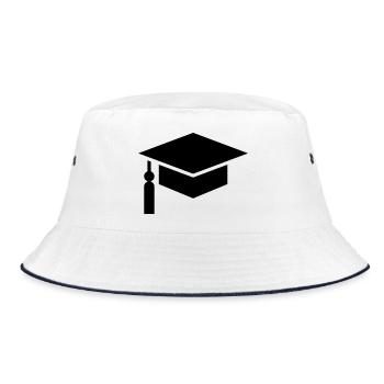 Abi, student, college hat, graduation - Bucket Hat - white/navy - Front
