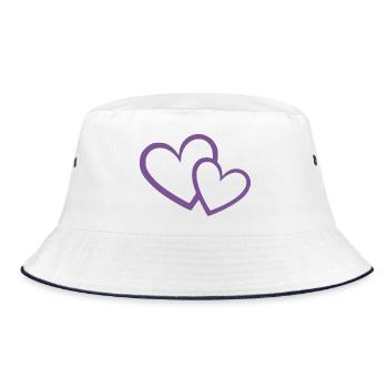 vielettes Herz 2 Herzen violett Herzmuster - Bucket Hat - Weiß/Navy - Vorne