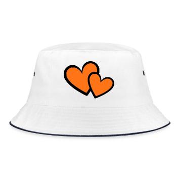 orangenes Herz 2 Herzen  Herzmuster Geschenk - Bucket Hat - Weiß/Navy - Vorne