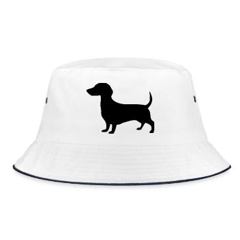 Dachshund Hunde Geschenk Dackelliebhaber - Bucket Hat - Weiß/Navy - Vorne