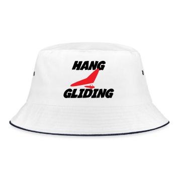 Hang Gliding Centered Wing Badge - Bucket Hat - white/navy - Front
