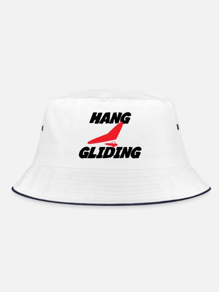 Hanggliding-Zentriertes Flügelabzeichen - Bucket Hat - Weiß/Navy - Vorne
