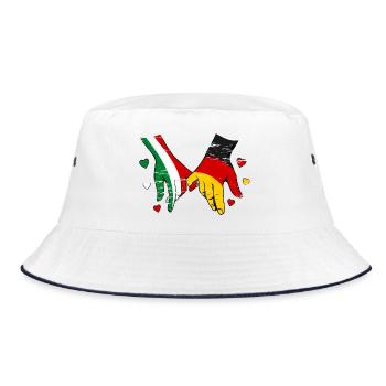 Italien Deutschland Flagge Händehalten used - Bucket Hat - Weiß/Navy - Vorne