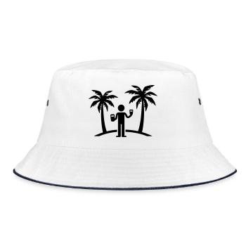 Party Urlaub Insel Drinking - Bucket Hat - Weiß/Navy - Vorne