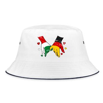 Hungary Germany Flags Hand Holding Used - Bucket Hat - white/navy - Front